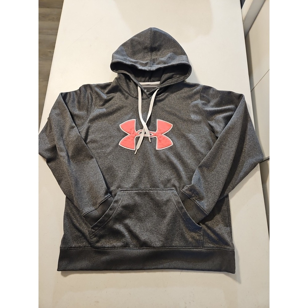 Under Armour Hoodie‎ Womens Large Gray/pink UA Storm Pullover Fleece (A1128)